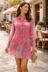 PINK BOHO MINI SHIRT DRESS - Czarina