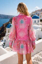 PINK BOHO MINI SHIRT DRESS - Czarina