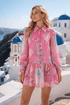 PINK BOHO MINI SHIRT DRESS - Czarina