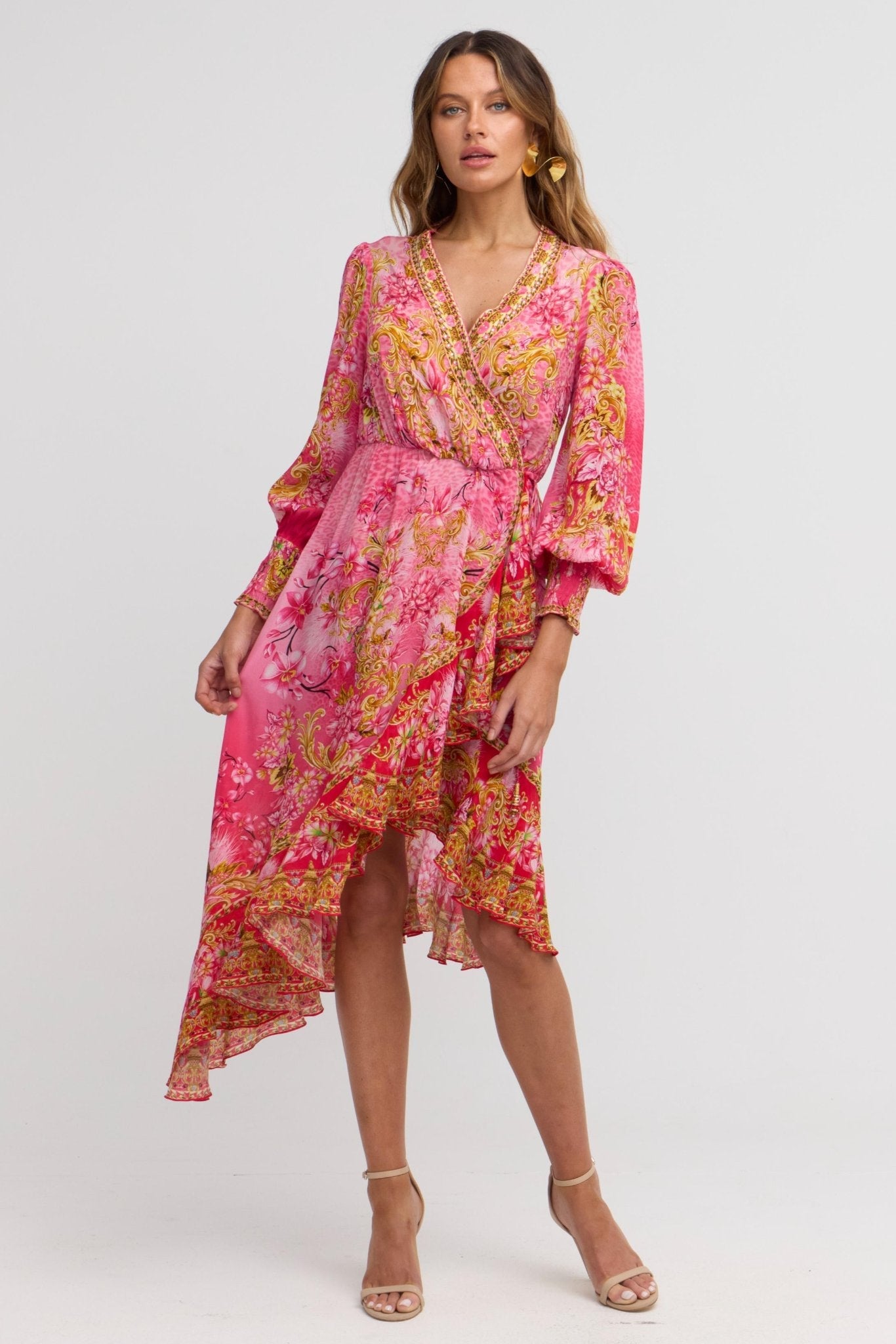 Pink Candy Hi Low Wrap Dress - Czarina