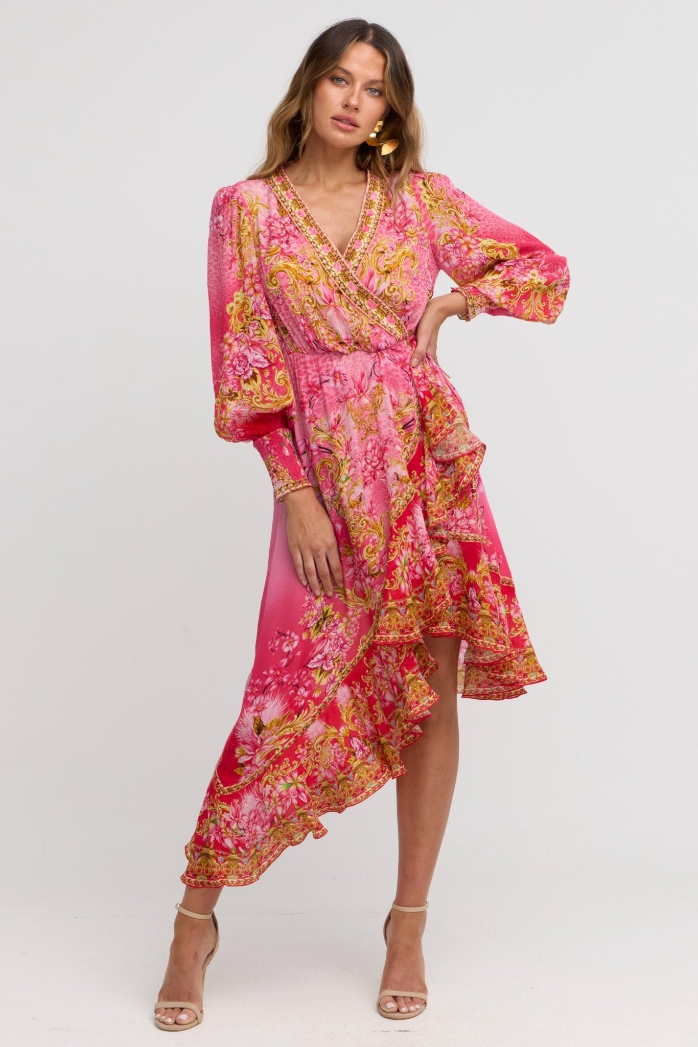 Pink Candy Hi Low Wrap Dress - Czarina