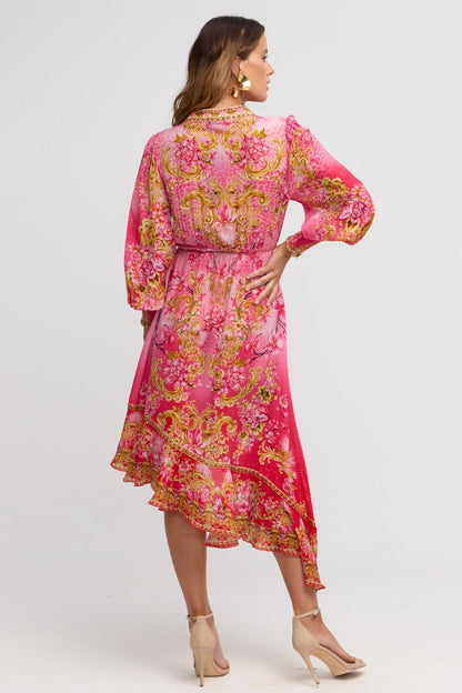 Pink Candy Hi Low Wrap Dress - Czarina