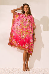 Pink Candy Midi Collar Kaftan - Czarina