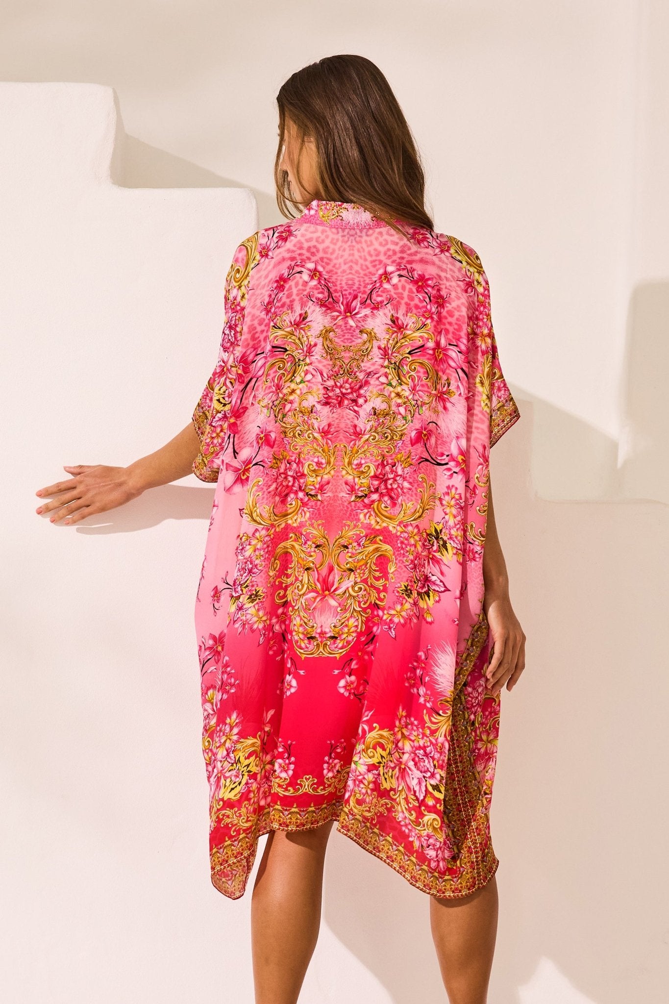 Pink Candy Midi Collar Kaftan - Czarina