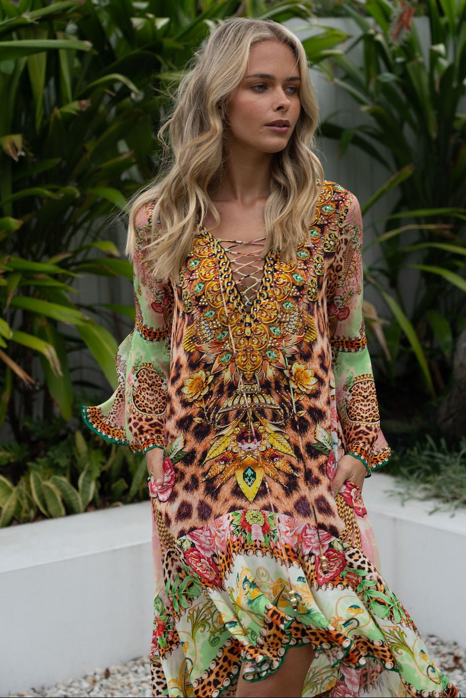 PINK CHEETAH HI LOW W SLEEVES - Czarina
