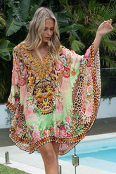 PINK CHEETAH KAFTAN DRESS - Czarina