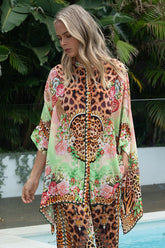 PINK CHEETAH KAFTAN TOP W SLEEVES - Czarina