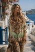 PINK CHEETAH KAFTAN TOP W SLEEVES - Czarina
