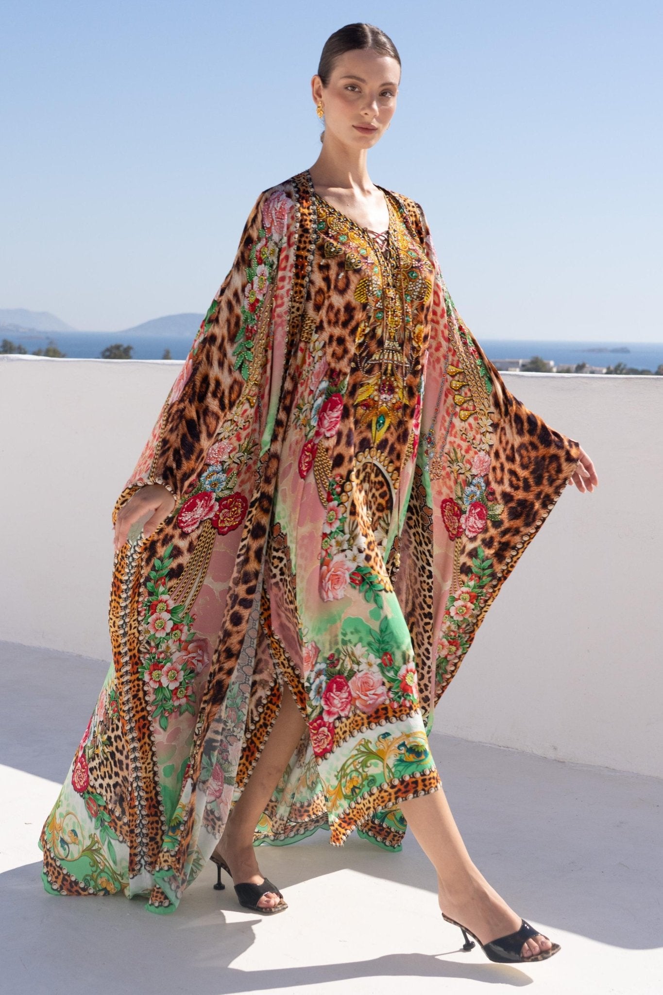 PINK CHEETAH LONG CAPE - Czarina