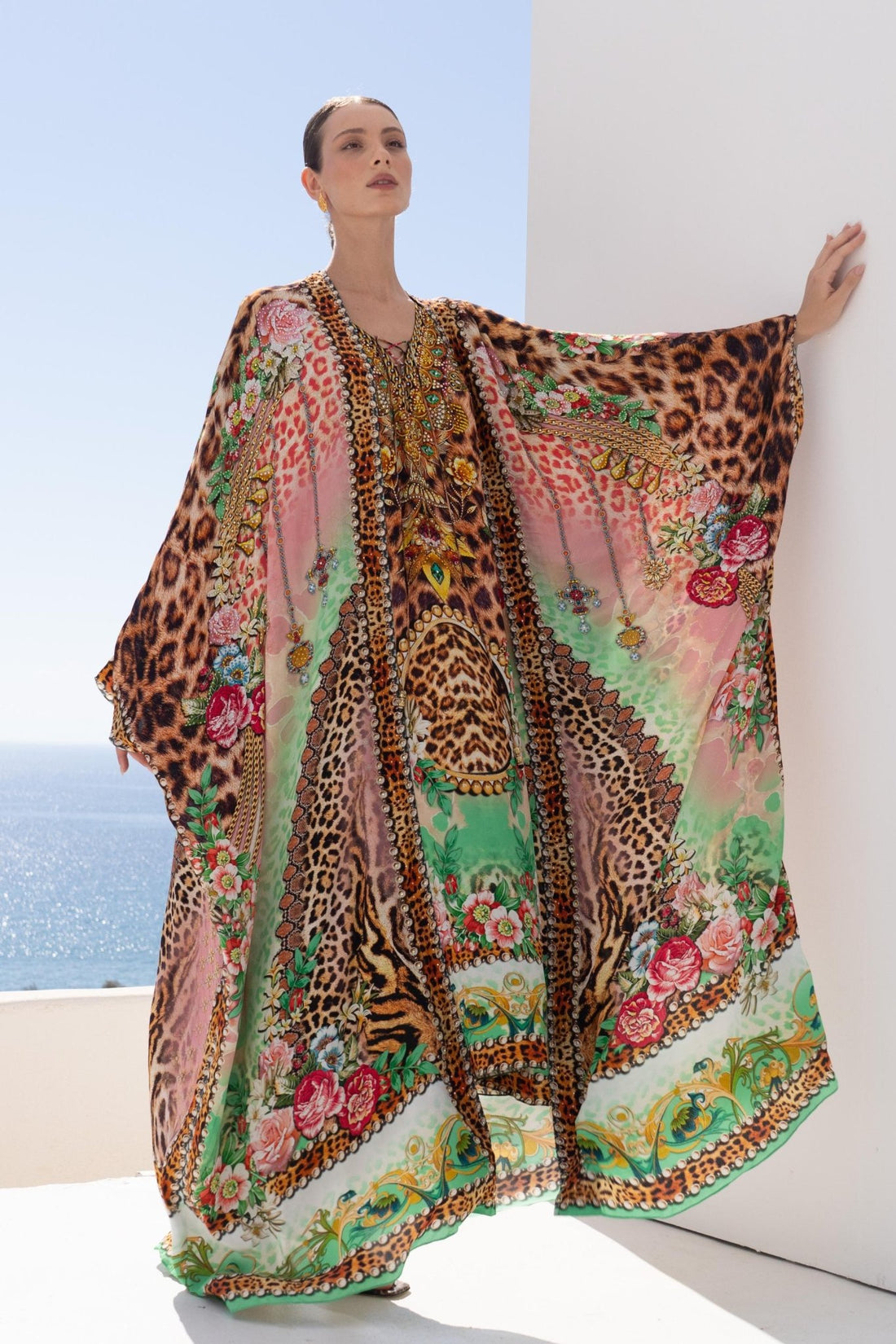 PINK CHEETAH LONG CAPE - Czarina