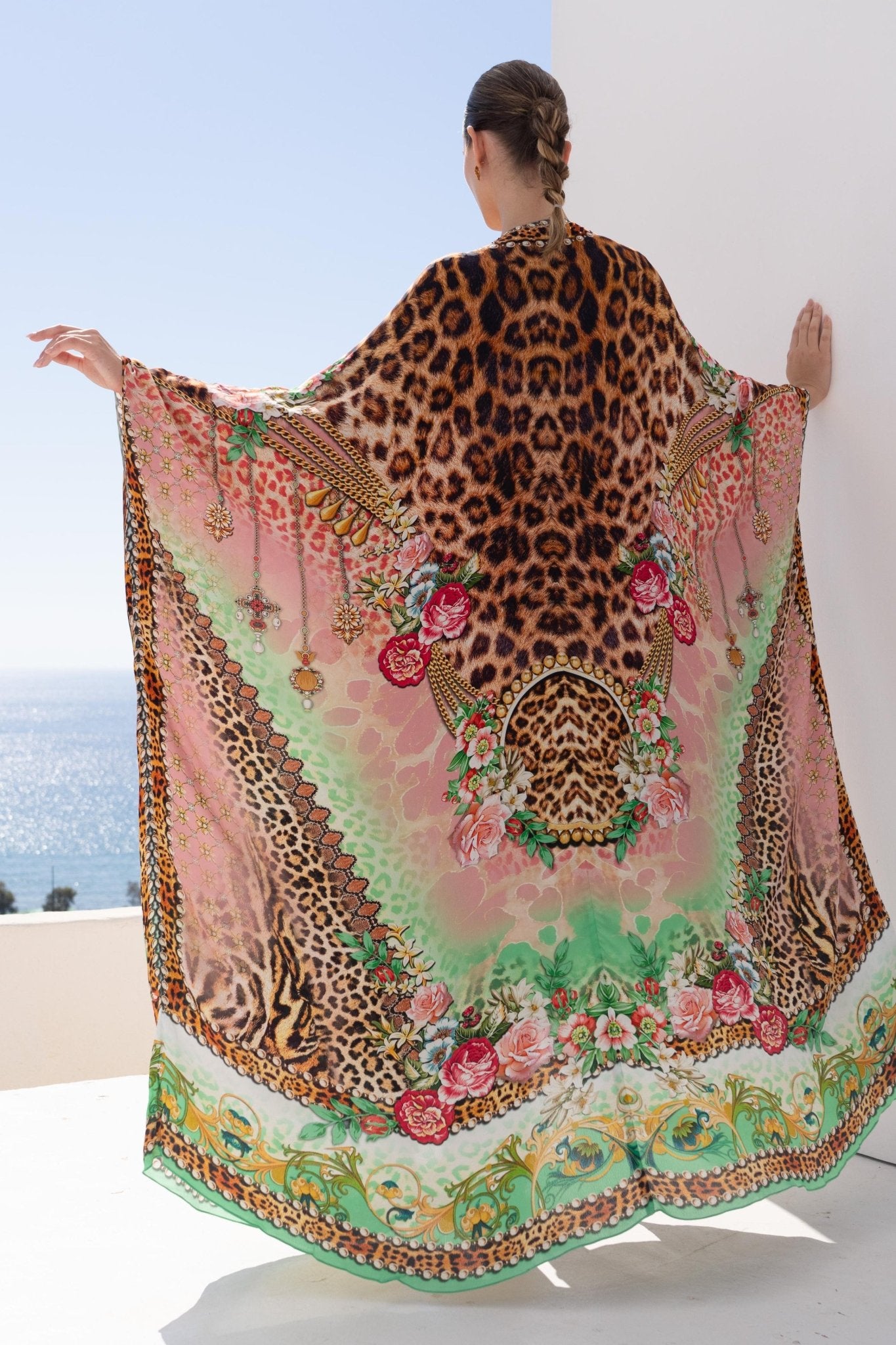 PINK CHEETAH LONG CAPE - Czarina