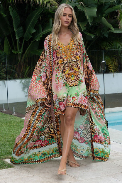 PINK CHEETAH LONG CAPE - Czarina