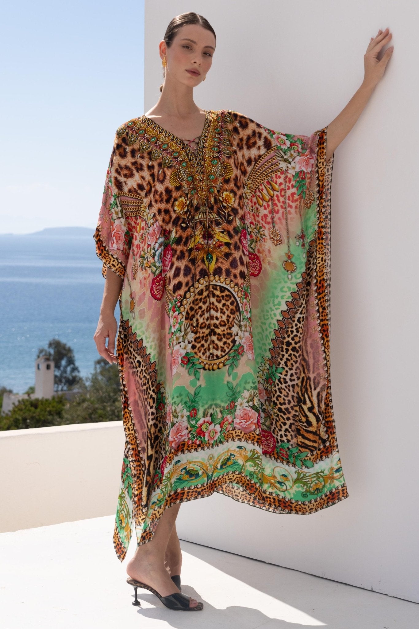 PINK CHEETAH MEDIUM KAFTAN - Czarina