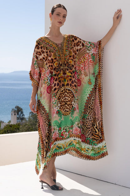 PINK CHEETAH MEDIUM KAFTAN - Czarina