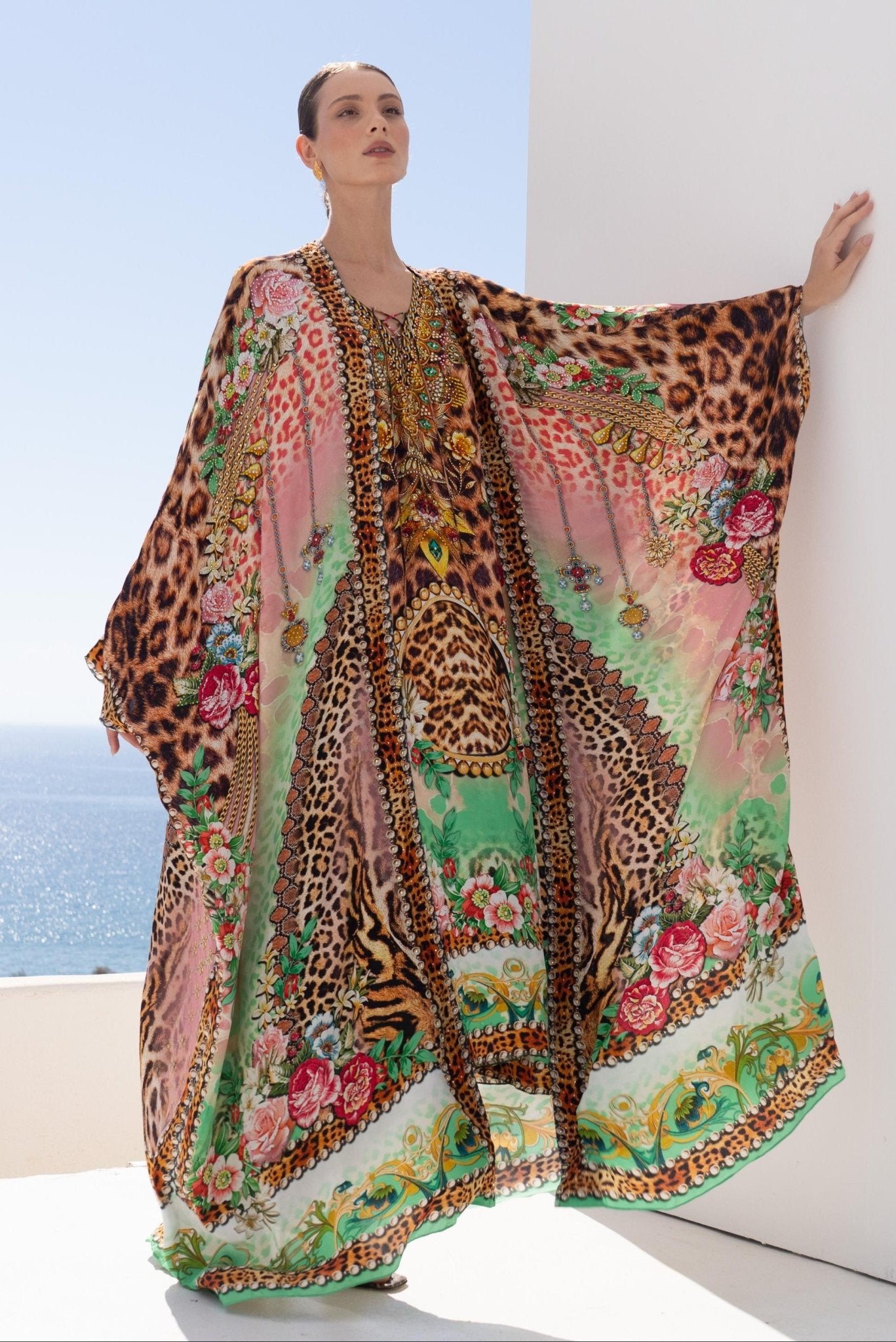 PINK CHEETAH MEDIUM KAFTAN - Czarina