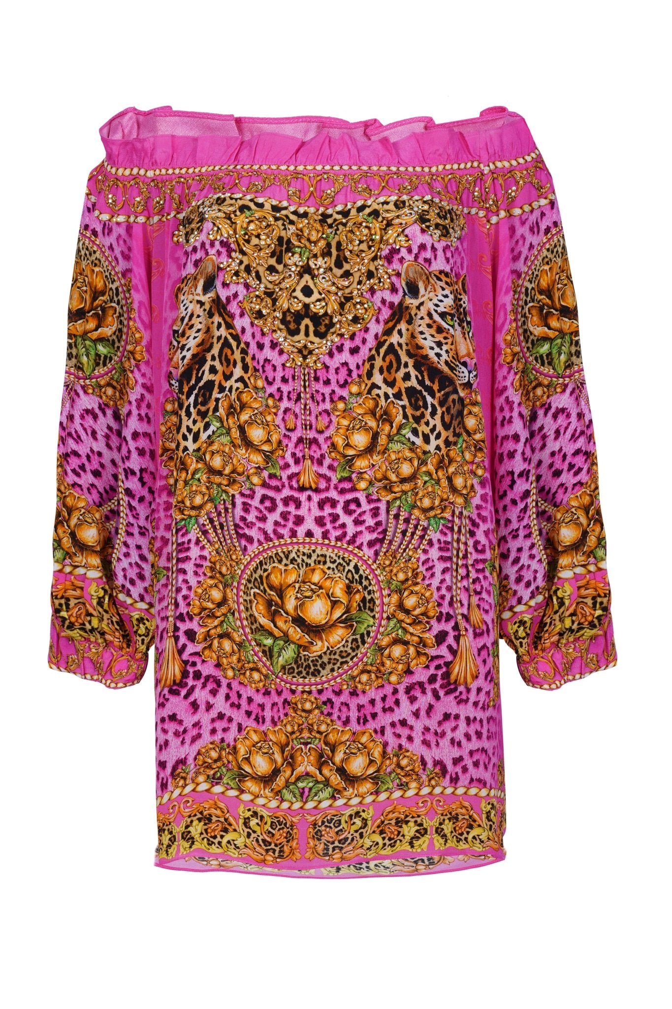 PINK LEOPARD OFF SHOULDER TOP - Czarina