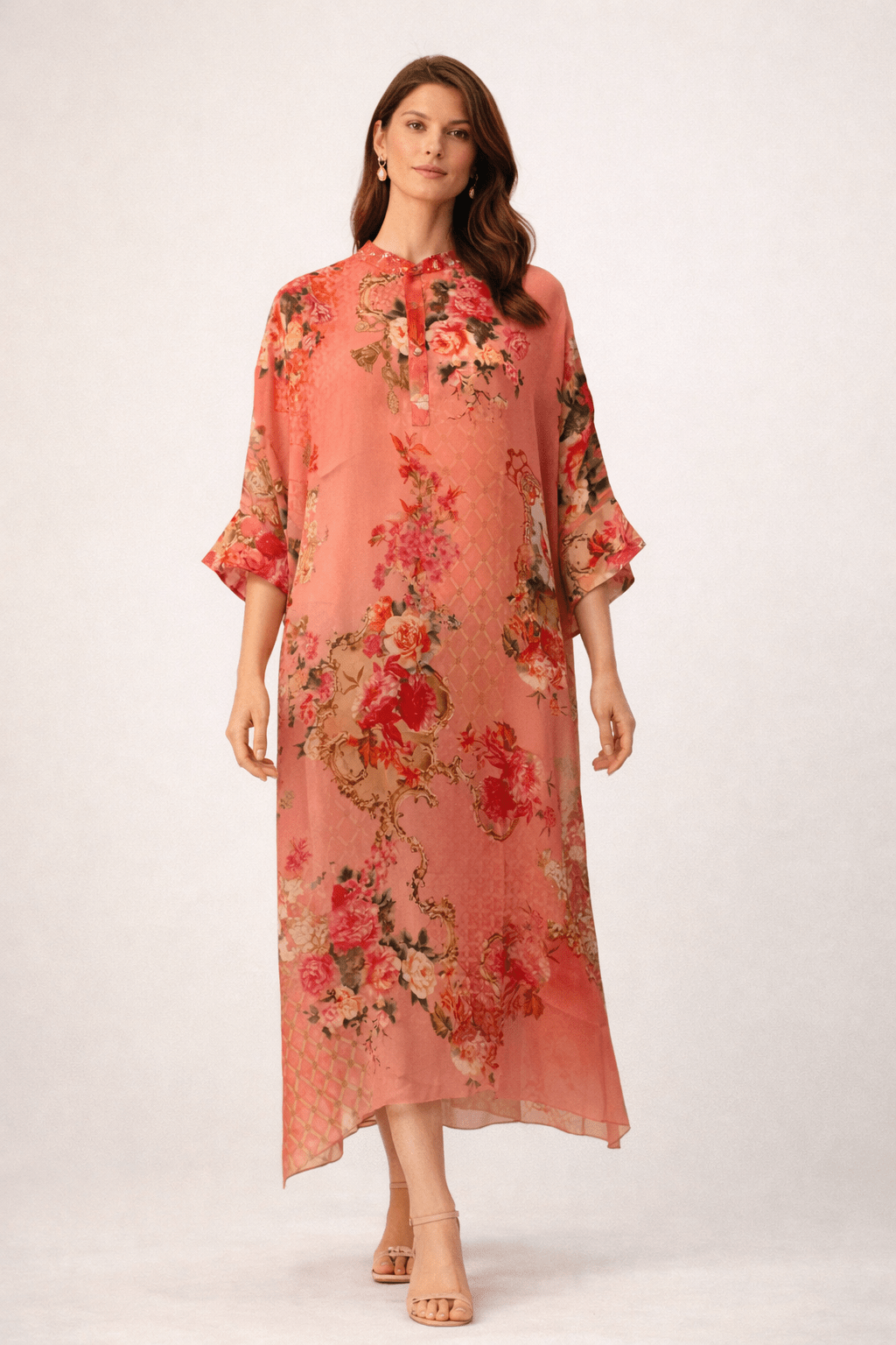 PINK PARADISE MIDI COLLAR KAFTAN - Czarina