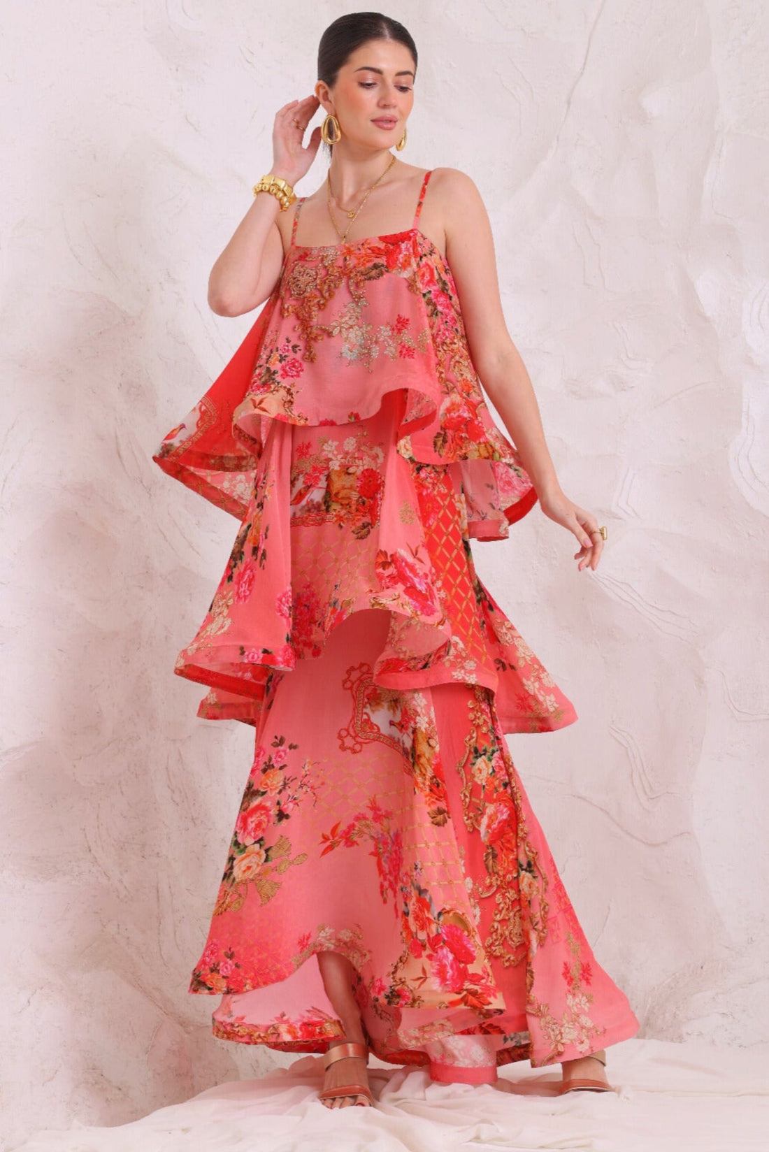 PINK PARADISE S - S RUFFLE MAXI DRESS - Czarina