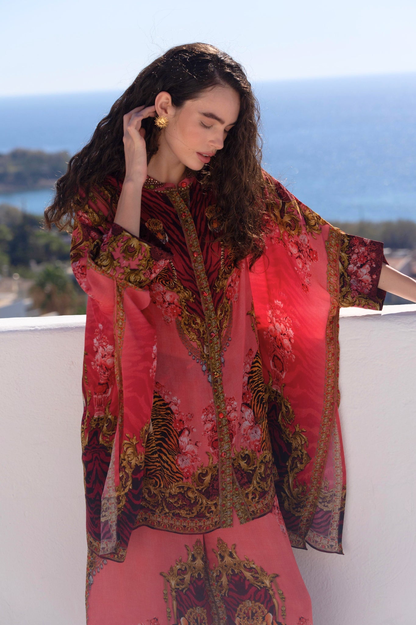PINK TIGRESS KAFTAN TOP W SLEEVES - Czarina