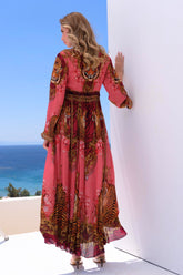 PINK TIGRESS MAXI DRESS W FLARE SLEEVES - Czarina