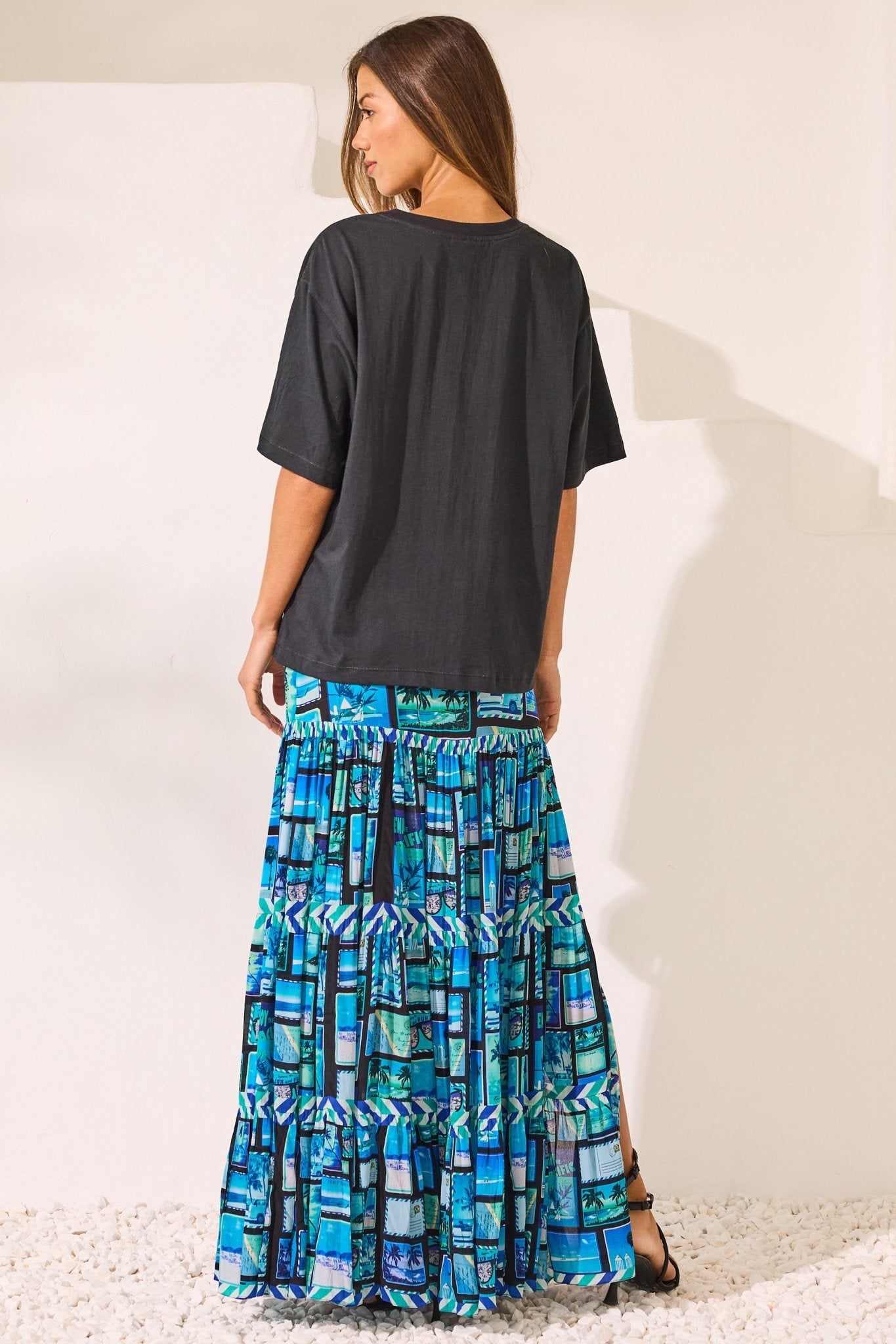 Postcards Maxi Skirt w Side Slit - Czarina