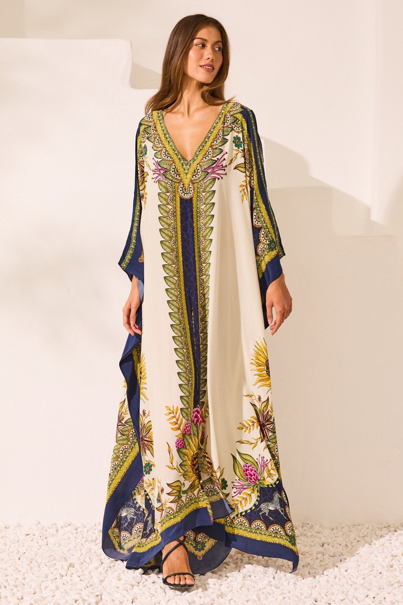 Princess Of Savannah 100% Silk Big Width Kaftan - Czarina