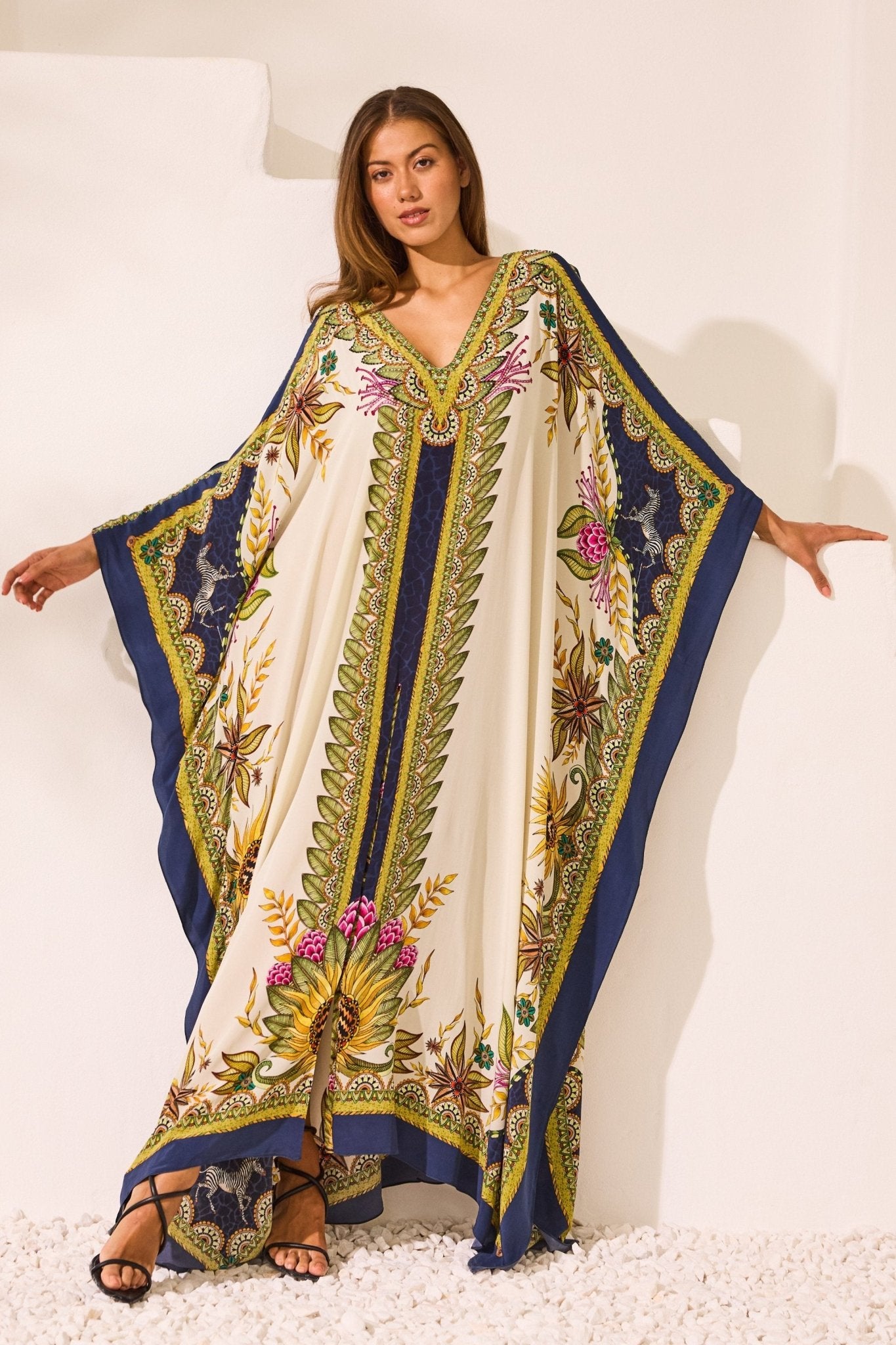 Princess Of Savannah 100% Silk Big Width Kaftan - Czarina