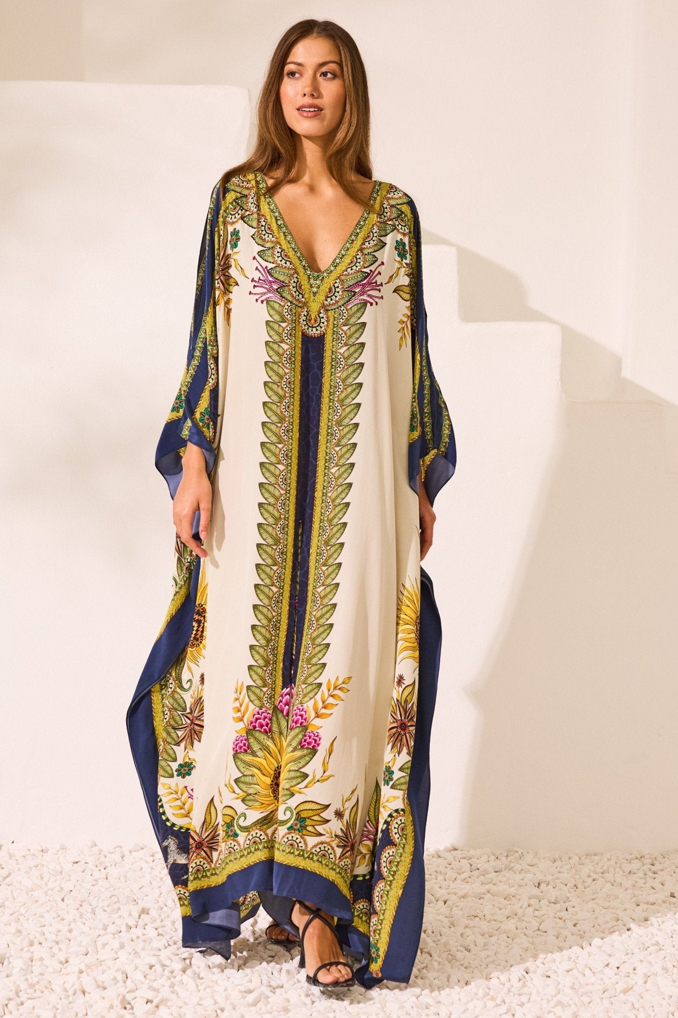 Princess Of Savannah 100% Silk Big Width Kaftan - Czarina