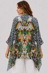 PURPLE LEOPARD KAFTAN TOP W SLEEVES - Czarina