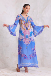 PURPLE PEARLS MAXI DRESS W SLEEVES - Czarina