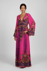 PURPLE PRINCESS MAXI DRESS W FLARE SLEEVES - Czarina