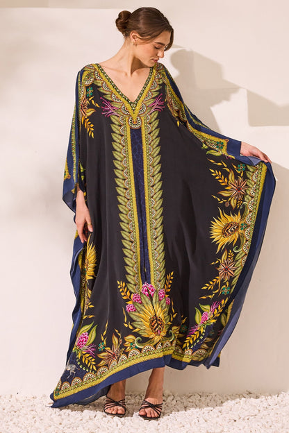 Queen Of Savannah Big Width Silk Kaftan - Czarina