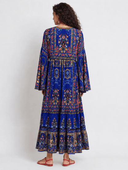 RIVIERA MAXI DRESS W BELL SLEEVES - Czarina