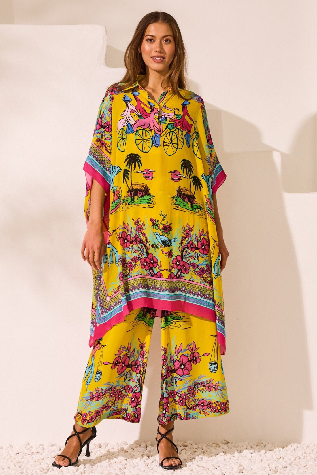 Saigon Sunsets Midi Collar Kaftan - Czarina