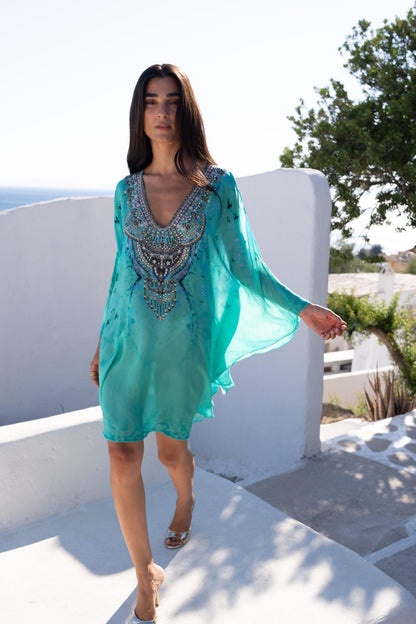 SANTORINI SKIES KAFTAN DRESS - Czarina