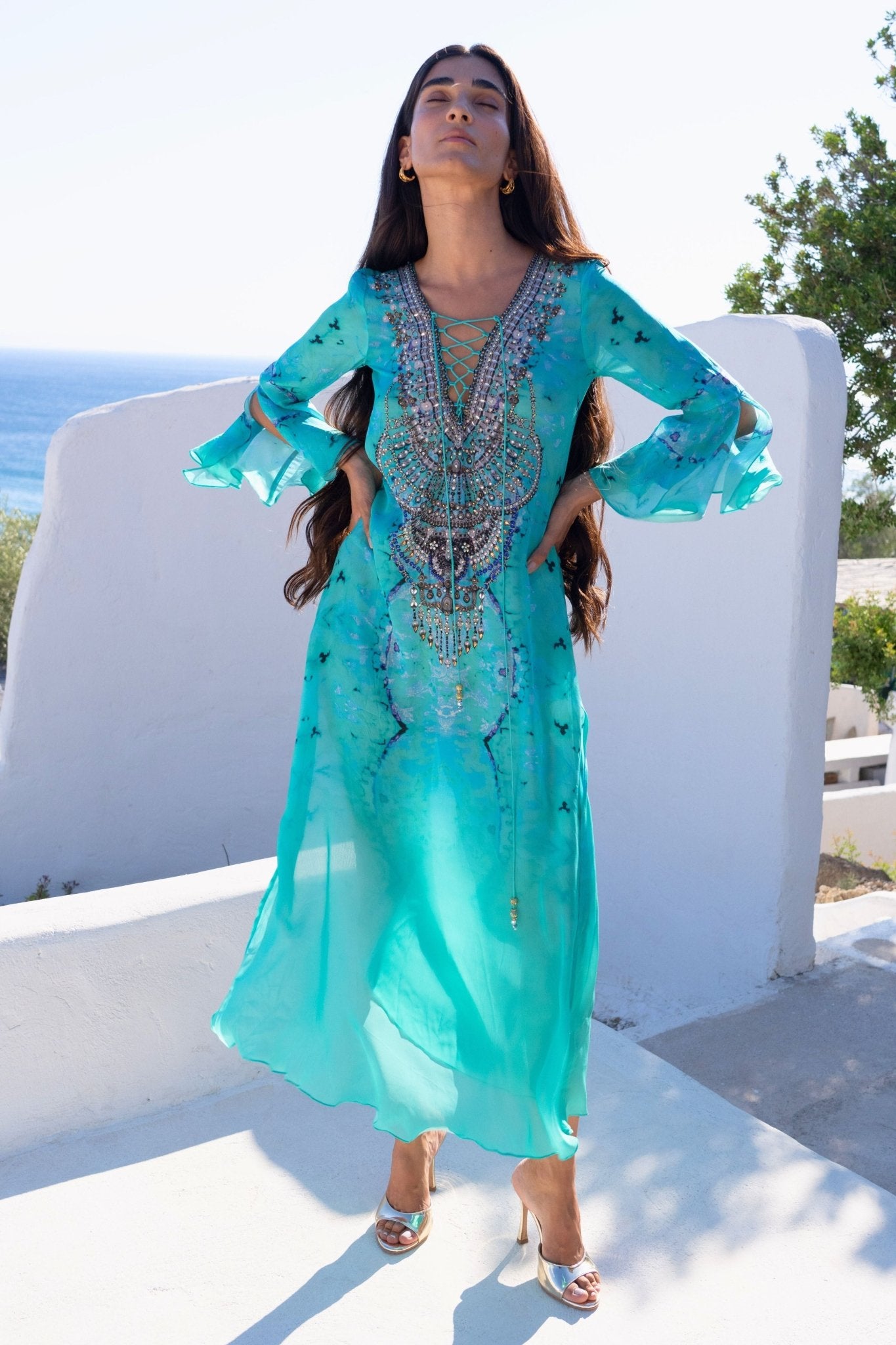 SANTORINI SKIES MAXI W SLEEVES - Czarina