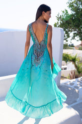 SANTORINI SKIES VN HI LOW DRESS - Czarina