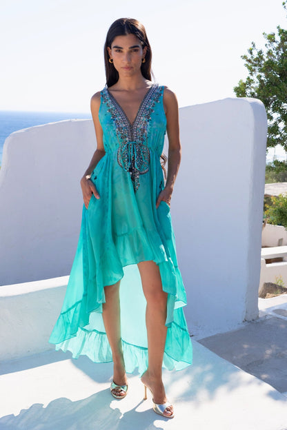 SANTORINI SKIES VN HI LOW DRESS - Czarina