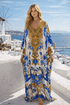 Santorini Sunrise 100% Silk Big Width Kaftan - Czarina