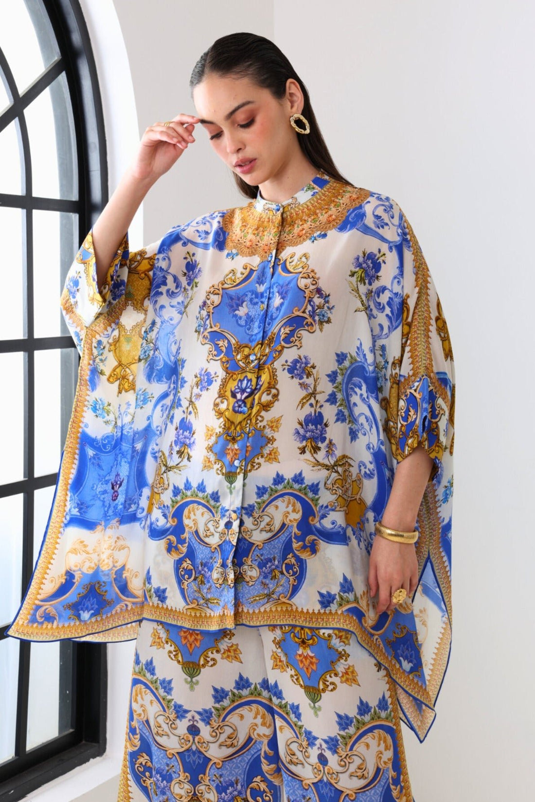 SANTORINI SUNRISE KAFTAN TOP W SLEEVES - Czarina