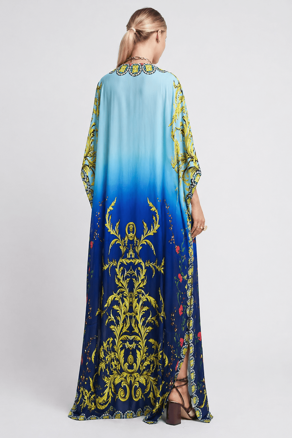 SAPPHIRE 100% SILK LONG KAFTAN - Czarina