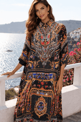 SHE WAS POWERFUL MAXI COLLAR KAFTAN - Czarina