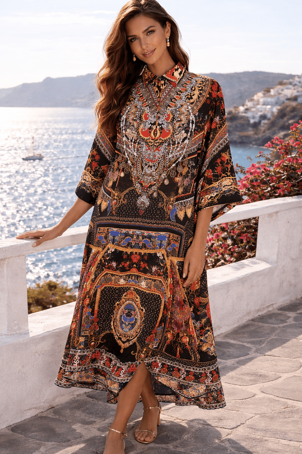 SHE WAS POWERFUL MAXI COLLAR KAFTAN - Czarina