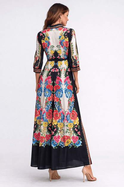 SPANISH FLOWER LINEN DRESS - Czarina