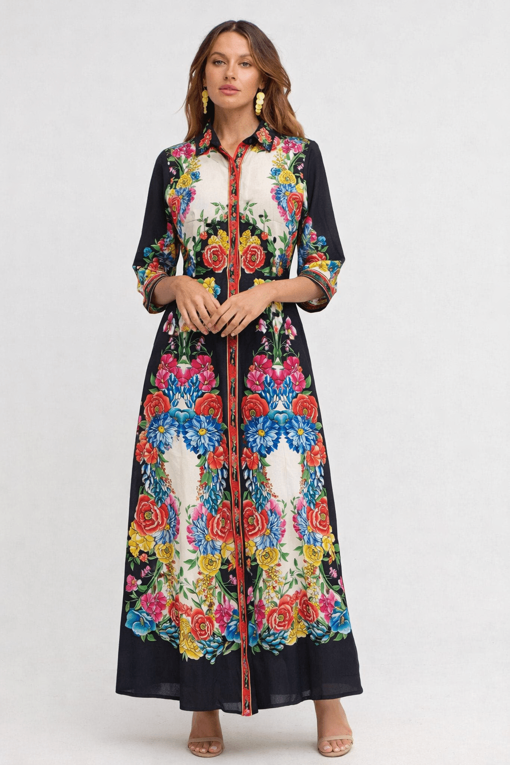 SPANISH FLOWER LINEN DRESS - Czarina