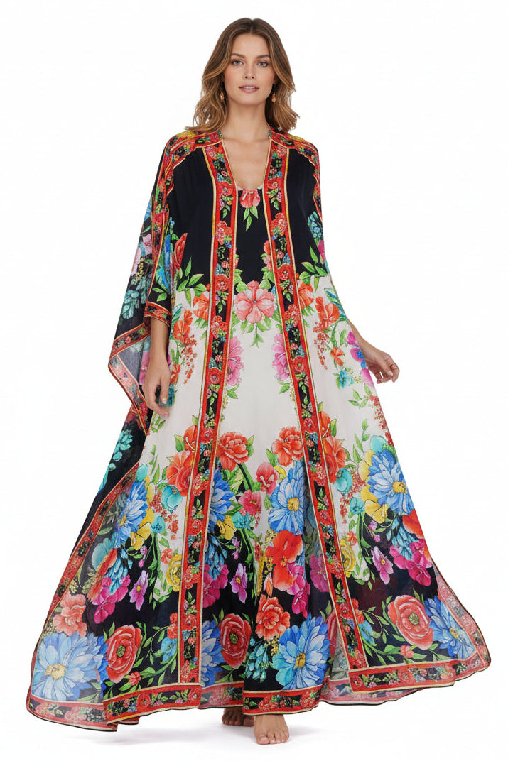 SPANISH FLOWER LONG CAPE - Czarina