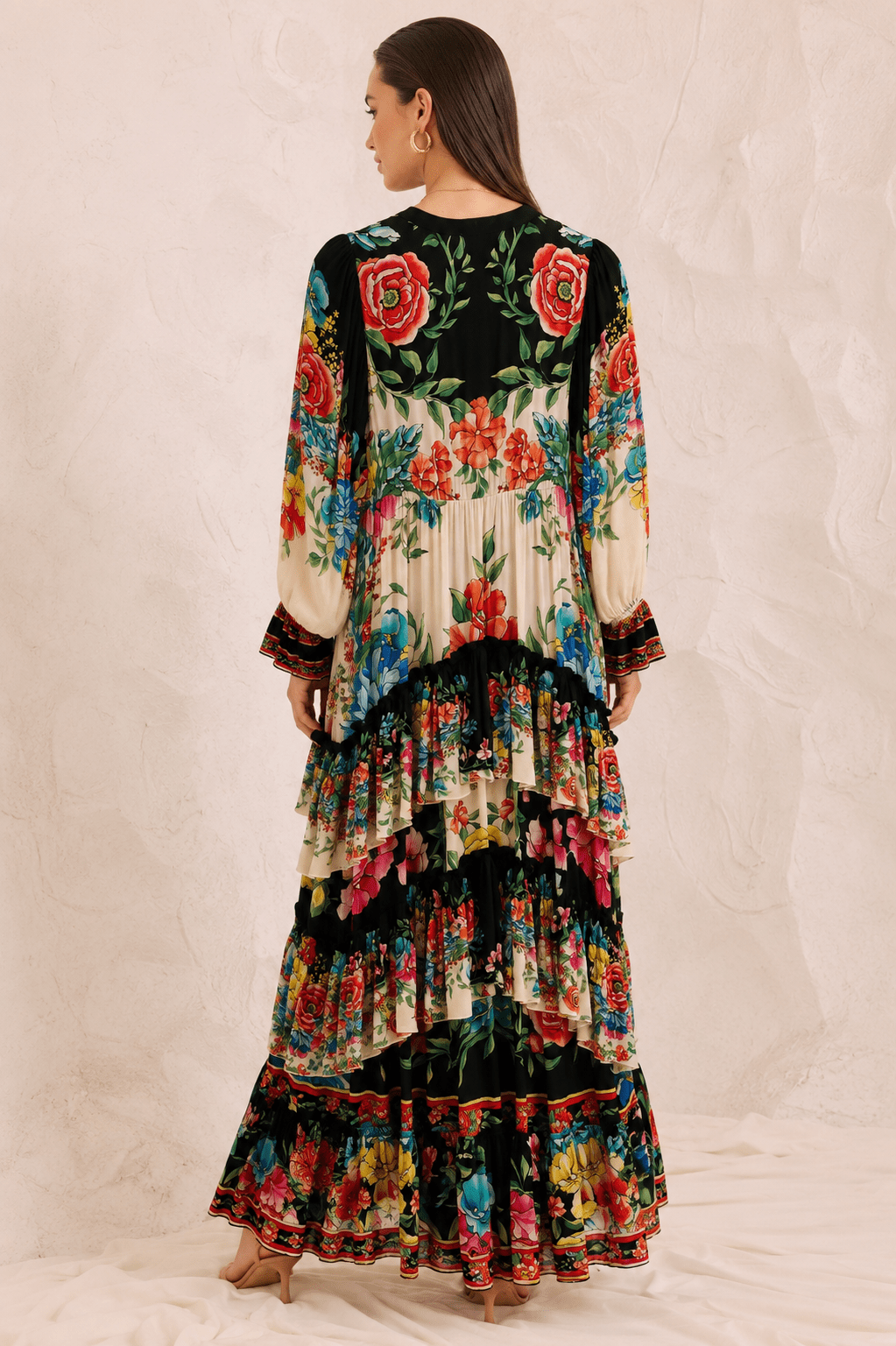 SPANISH FLOWER VN BUTTON DOWN DRESS - Czarina