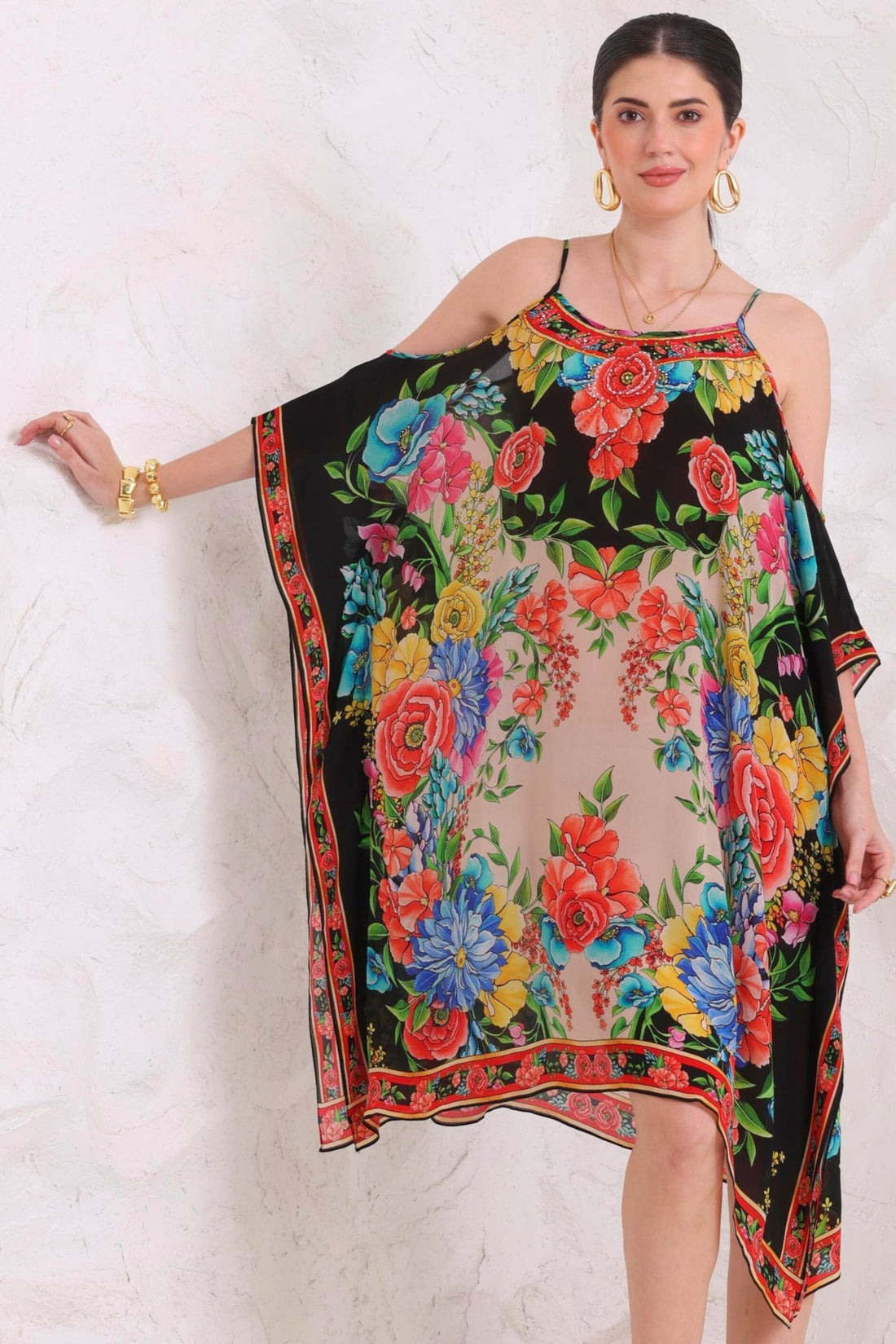 Spanish Flowers C - S Shoulder Kaftan - Czarina