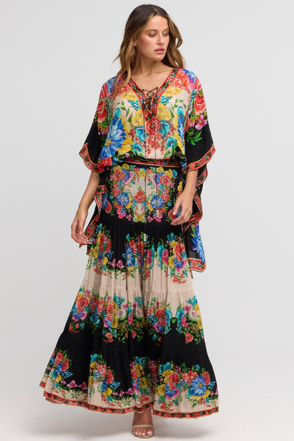 Spanish Flowers Kaftan Top - Czarina