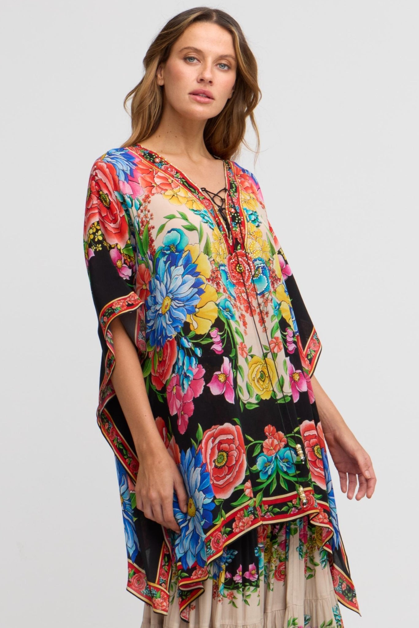 Spanish Flowers Kaftan Top - Czarina